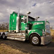 Chromed alloy wheels on a Kenworth truck